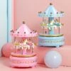 Music Box Carousel Gift Christmas Wedding Birthday Gift Decoration(1pcs-pink) @bugu