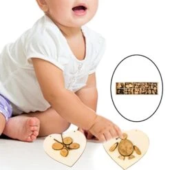 Natural Wood Slices Unfinished Wood Craft Kit, Wooden Crafts Pieces Blocks Christmas Ornaments Diy Crafts - 10 Grids