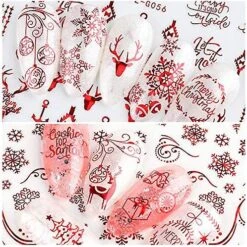 9 Sheets Christmas Nail Art Stickers Decals New 3d Snowflake Elk Pattern Diy Decoration Tools Accessories Long Beauty For Women Girls Kids (red) -Schmidt Butik 279956451 max