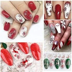9 Sheets Christmas Nail Art Stickers Decals New 3d Snowflake Elk Pattern Diy Decoration Tools Accessories Long Beauty For Women Girls Kids (red)