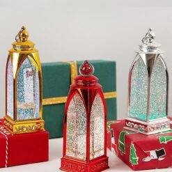 Led Lantern Retro Style Christmas Tabletop Light For Garden Balcony Home