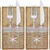 Nirvana Set Of 4 Christmas Cutlery Bags - For The Traditional Christmas Table And Suitable For Cooking (white Cutlery Bag).