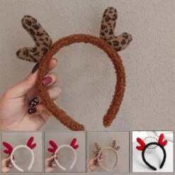 Cute Antler Plush Headband Christmas Hair Hoop Non-slip Headwear Accessories Coffee -Schmidt Butik 350138655 max