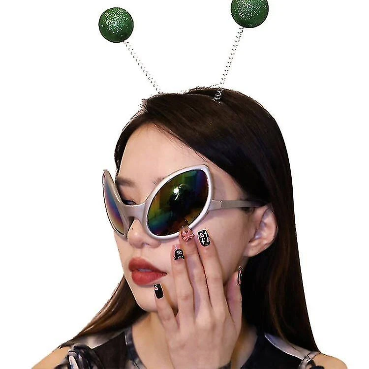 Martian Rainbow Color Lens Alien Sunglasses Headband Set For Halloween Christmas Party Silver 1 Martian Rainbow Color Lens Alien Sunglasses Headband Set For Halloween Christmas Party Silver