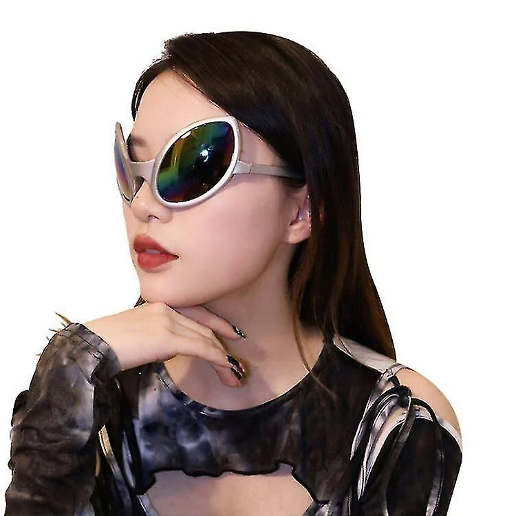 Martian Rainbow Color Lens Alien Sunglasses Headband Set For Halloween Christmas Party Silver 3 Martian Rainbow Color Lens Alien Sunglasses Headband Set For Halloween Christmas Party Silver - Billede 3