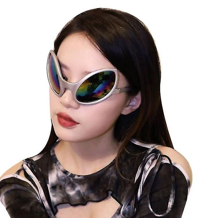 Martian Rainbow Color Lens Alien Sunglasses Headband Set For Halloween Christmas Party Silver 2 Martian Rainbow Color Lens Alien Sunglasses Headband Set For Halloween Christmas Party Silver - Billede 2