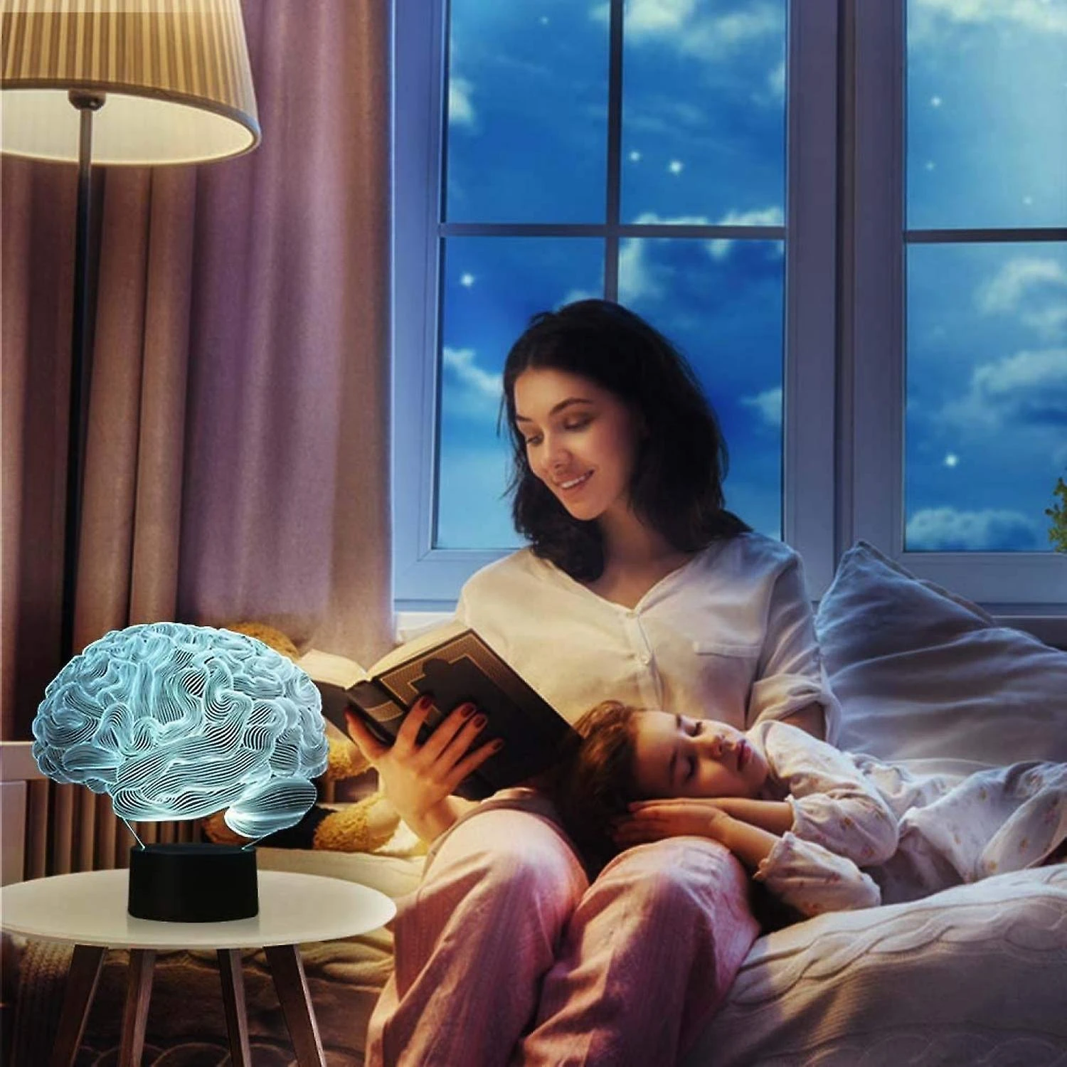 Qinwei Brain 3d Illusion Decoration Lamp Gawell 7 Color Changing Touch Switch Table Desk Night Light Birthday Christmas Gift With Acrylic FlatFor Br 4 Qinwei Brain 3d Illusion Decoration Lamp Gawell 7 Color Changing Touch Switch Table Desk Night Light Birthday Christmas Gift With Acrylic FlatFor Br - Billede 4