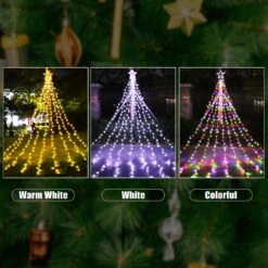317LEDs Waterfall Lights 8 Modes Tree Light Pentagram Christmas Tree Decorative Waterfall Lights Waterproof Fairy String Lights -Schmidt Butik 419947760 max
