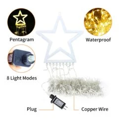317LEDs Waterfall Lights 8 Modes Tree Light Pentagram Christmas Tree Decorative Waterfall Lights Waterproof Fairy String Lights -Schmidt Butik 419947769 max