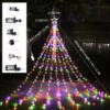 317LEDs Waterfall Lights 8 Modes Tree Light Pentagram Christmas Tree Decorative Waterfall Lights Waterproof Fairy String Lights