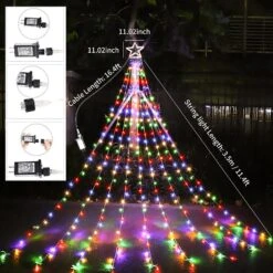 317LEDs Waterfall Lights 8 Modes Tree Light Pentagram Christmas Tree Decorative Waterfall Lights Waterproof Fairy String Lights