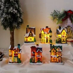Christmas Decorations Resin Christmas Small House Micro Landscape Luminous Snow House Decorations (j) Pxcl -Schmidt Butik 426374808 max