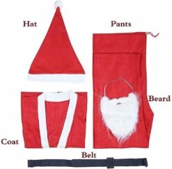 1 Set Santa Claus Costume Adult Suit Christmas Outfit Fancy Dress Us Shipping One Size