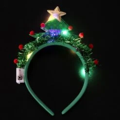 2 Pieces Of Green Christmas Tree Head Band Light Luminous Hair Band Christmas Headwear Performance Props Pxcl