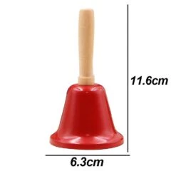 Loud Hand Call Bell With Wooden Handle, Christmas Jingle Bells Red