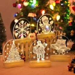 Haloppe LED Lamp Christmas Theme Pattern Energy-Saving PS Snowman Xmas Tree Table Light For Home 7 -Schmidt Butik 469190577 max