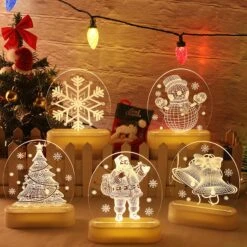 Haloppe LED Lamp Christmas Theme Pattern Energy-Saving PS Snowman Xmas Tree Table Light For Home 7 -Schmidt Butik 469190836 max