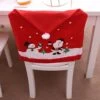 Christmas Chair Back Cover Santa Claus Cap Xmas Tree Snowman Printed Non-woven F