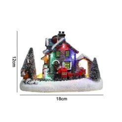 Christmas Village Houses Santa Claus Snowman Train Snow Scene Led Light Up Christmas Decor Resin -Schmidt Butik 495655816 max