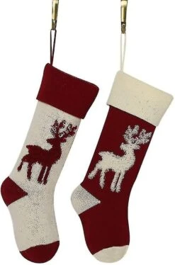 2 Pieces Of Knitted Trees Decorative Reindeer Pattern Personalized Christmas Socks -Schmidt Butik 505624337 max