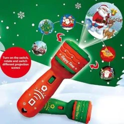Christmas Slide Projector Torch Light, Flashlight Projector Torch Light Toys, Early Learning Education Toy Red