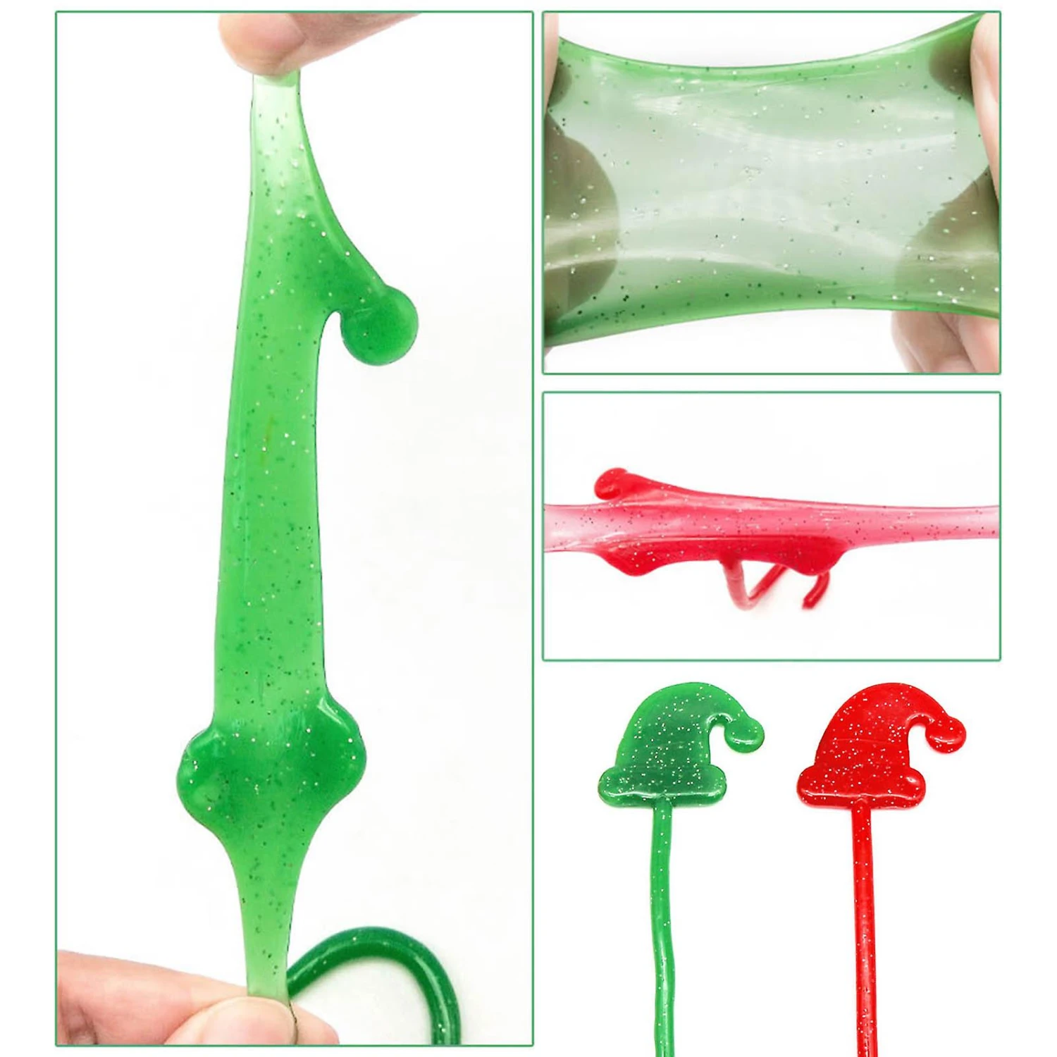 For Creative Sticky Hands Toy 10pcs Christmas Hat Shaped Elastically Sticky For Red 1 For Creative Sticky Hands Toy 10pcs Christmas Hat Shaped Elastically Sticky For Red