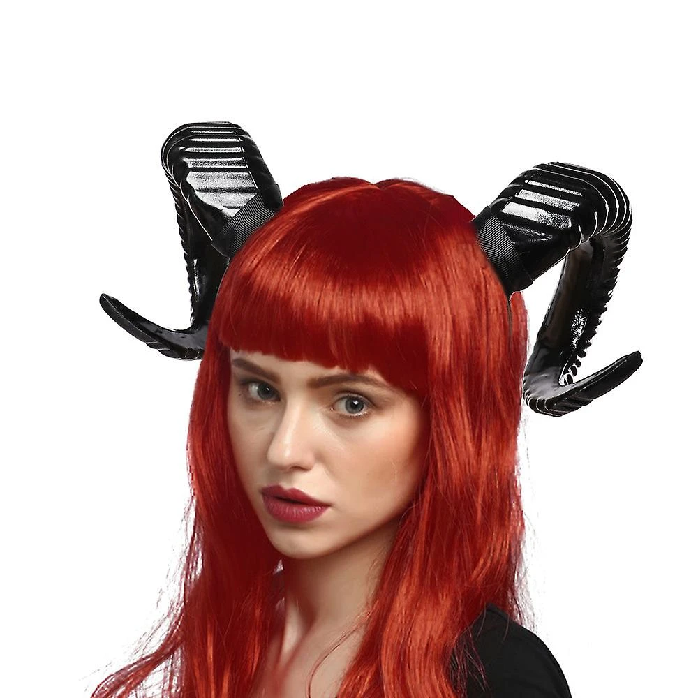 Gothic Black/sheep Horn Headband Vintage Hairband Christmas Party Cosplay Headwear Diy Photo Props 2 Gothic Black/sheep Horn Headband Vintage Hairband Christmas Party Cosplay Headwear Diy Photo Props - Billede 2