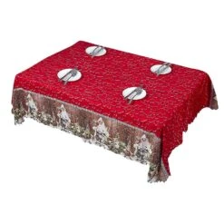 Christmas Rectangle Table Cloth Printed Table Cover Oblong Waterproof For Dining Room Kitchen Decor Beige Heart Red Heart -Schmidt Butik 514130311 max