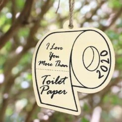 2pcs Christmas Home Decor Hangable Wooden Toilet Paper Roll Design Pendants Jikaix