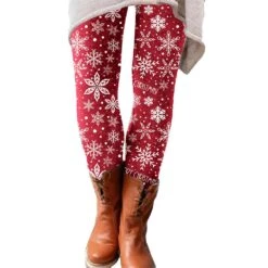Women Ladies Christmas Print Skinny Long Pants Winter Xmas Leggings Trousers XL C