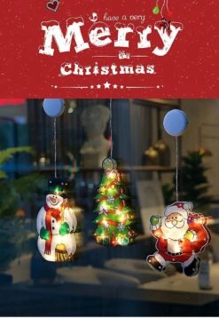 Christmas 10 Led Silhouette Lights Window Home Party Hanging Decors,ski Santa Pxcl
