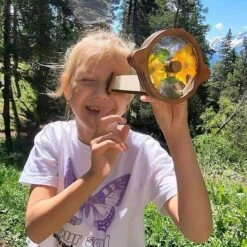 Kaleidoscope Novelty Diy Kit Wooden Magic Rotating Fillable Natural For Halloween Christmas