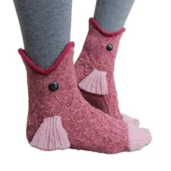 Knit Crocodile Socks Animal Socking Knitted Novelty Winter Warm Christmas Gift S Red Fish Socks