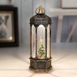 Portable Led Light With Christmas Elements Pattern Pvc Shade Battery