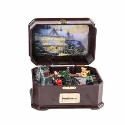 Christmas Rotating Light Music Box Ornament With Christmas Ambience For Table Bookshelf Fireplace Decor Small Train