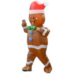 Adult Christmas Inflatable Gingerbread Man Inflatable Cosplay Costumes For Halloween Party Role Play Dress Up Outfit