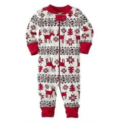 Christmas Fair Isle Family Matching Pajamas Set Women Men Kids Baby Romper Striped Sleepwear
