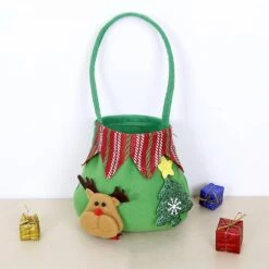 4Pcs Christmas Non-Woven Fabrics Candy Bags Mixed Patterns Drawstring Bags With Handle Reusable -Schmidt Butik 536120608 max