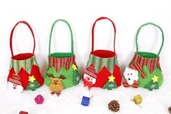 4Pcs Christmas Non-Woven Fabrics Candy Bags Mixed Patterns Drawstring Bags With Handle Reusable -Schmidt Butik 536120682 max