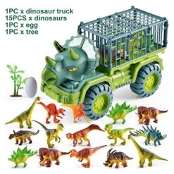 Boys Girls Dinosaur Truck Playset Kids Toy Christmas Eggs Activity Carrier Play
