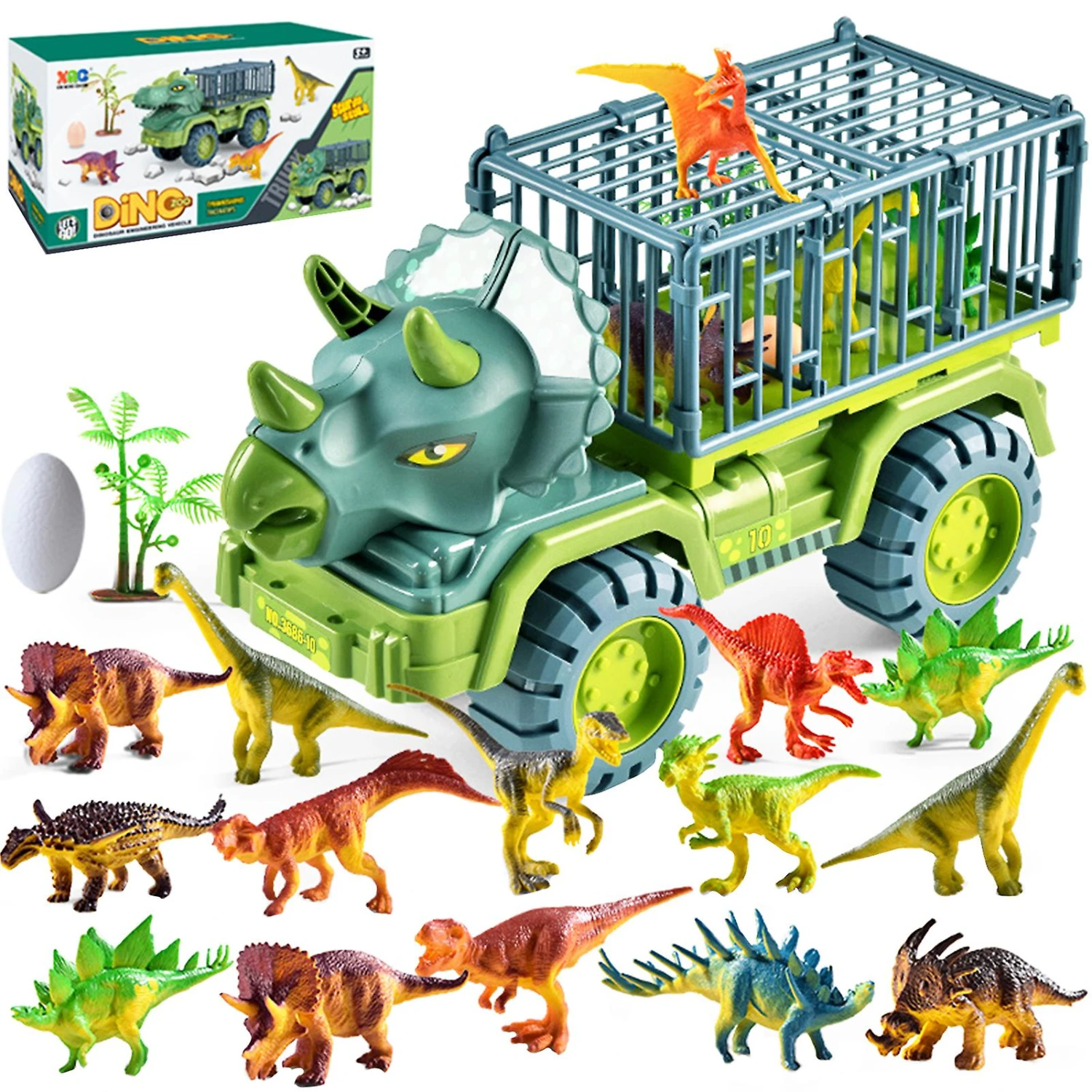 Boys Girls Dinosaur Truck Playset Kids Toy Christmas Eggs Activity Carrier Play 3 Boys Girls Dinosaur Truck Playset Kids Toy Christmas Eggs Activity Carrier Play - Billede 3