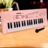 37 Keys Electric Kids Piano With Microphone Recording Function Musical Toy Portable Electronic Keyboard Piano Learning Toys For Kids Christmas Gifts Pink