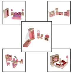 Kid Wooden Furniture Dolls House Miniature 5 Room Set For Doll For Christmas Gif -Schmidt Butik 543761240 max