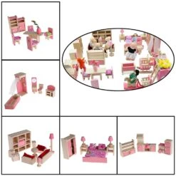 Kid Wooden Furniture Dolls House Miniature 5 Room Set For Doll For Christmas Gif -Schmidt Butik 543761247 max