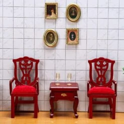 Dolls House Wood Chairs 1:12 Christmas Dollhouse Armchair Miniature Wood Chair