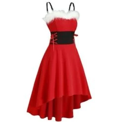 Women Christmas Dresses Bandage Lace Up High Low Dress 2XL Red 7 Women Christmas Dresses Bandage Lace Up High Low Dress 2XL Red -Schmidt Butik 543837435 max