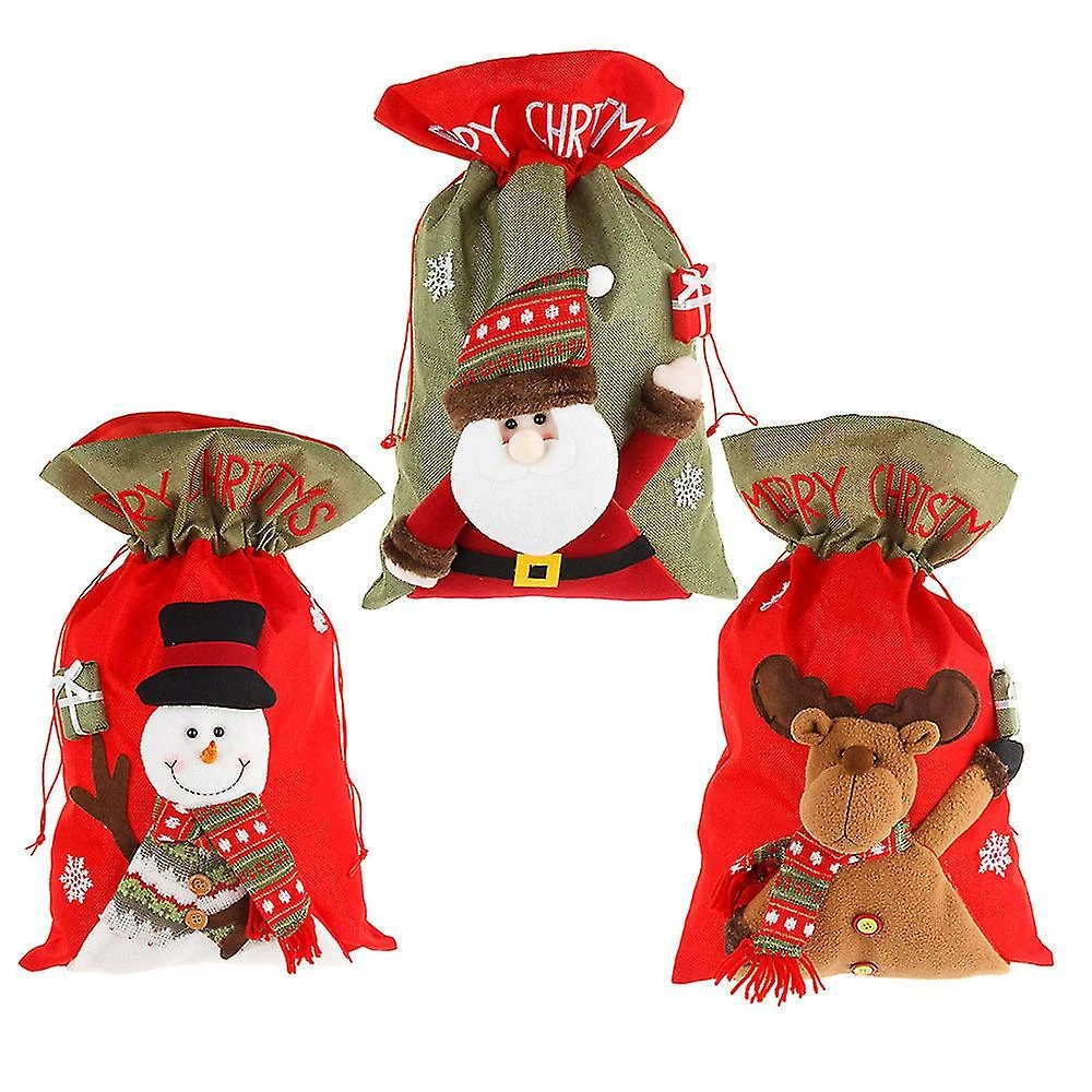 3pcs Christmas Sacks DrawstringBag 3 3pcs Christmas Sacks DrawstringBag - Billede 3