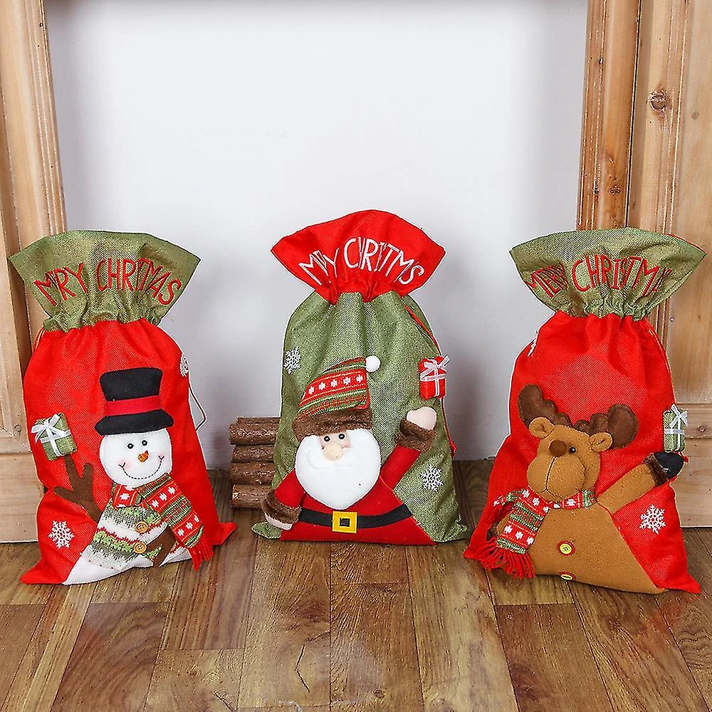 3pcs Christmas Sacks DrawstringBag 5 3pcs Christmas Sacks DrawstringBag - Billede 5
