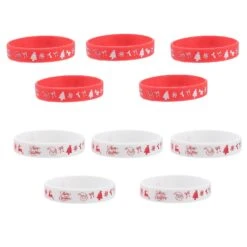 10pcs Christmas Silicone Decorative Bracelets Xmas Wristbands Party Supplies