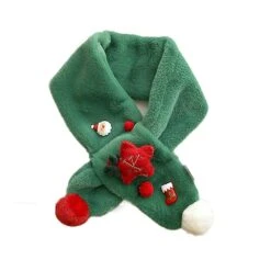 Christmas Winter Cartoon Plush Warm Skin-friendly Neck Scarf For Children Green -Schmidt Butik 548955485 max